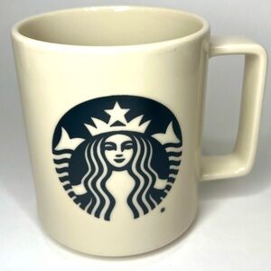 Starbucks 2015 Black Mermaid Logo 14 oz Square Handle Ceramic Mug